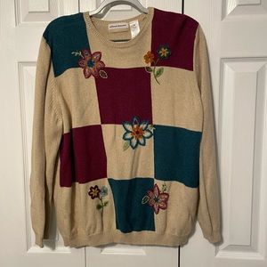 Alfred Dunner Long Sleeve Fall Sweater Flowers Size 2X